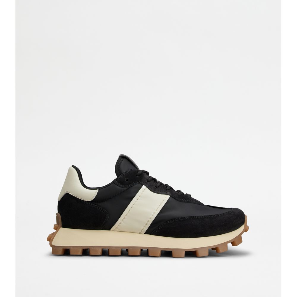 Sneakers Tods 1T In Suede And Fabric Black Off White Mens