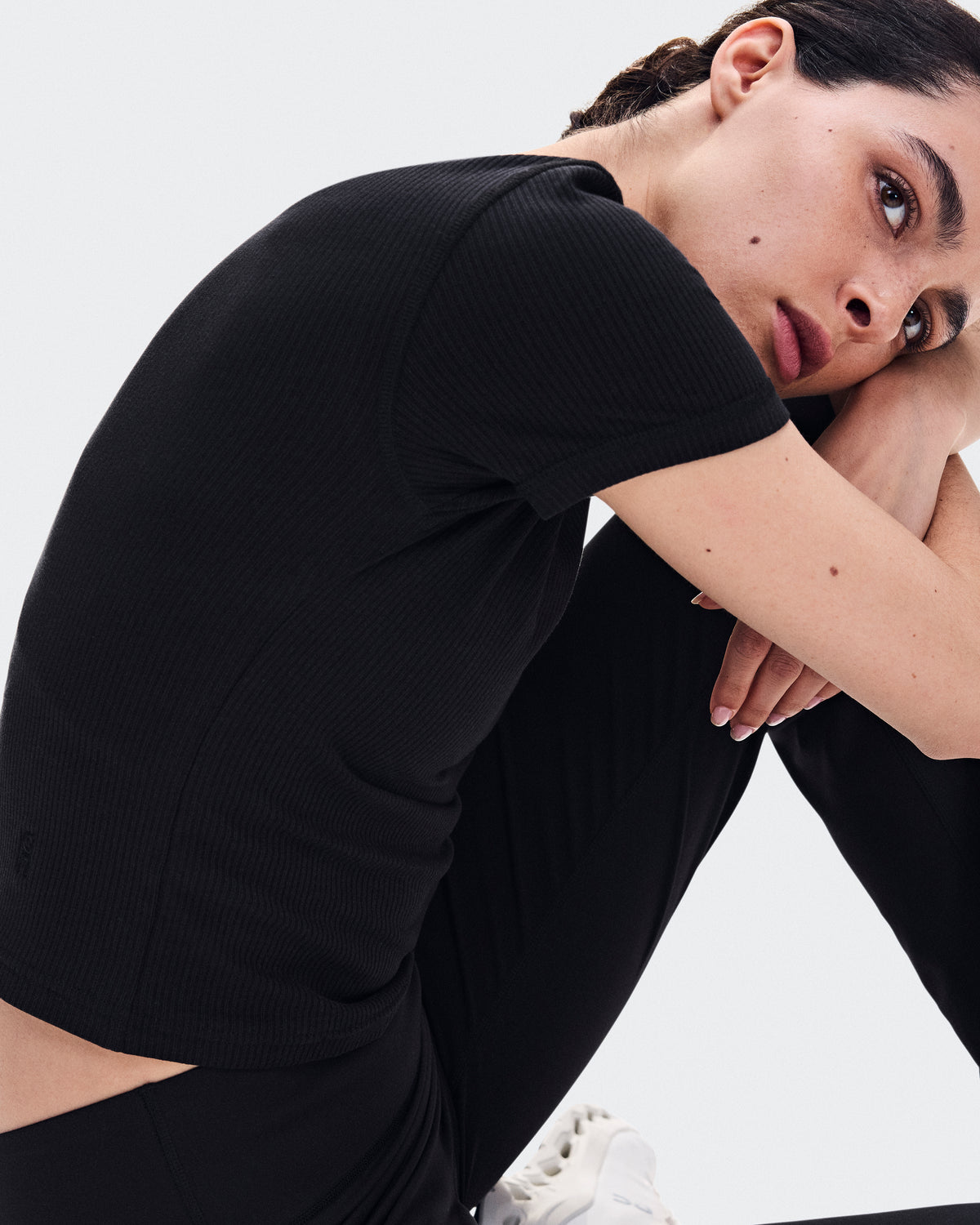 On All-Day Ribbed T-Shirt Black (Women'S)