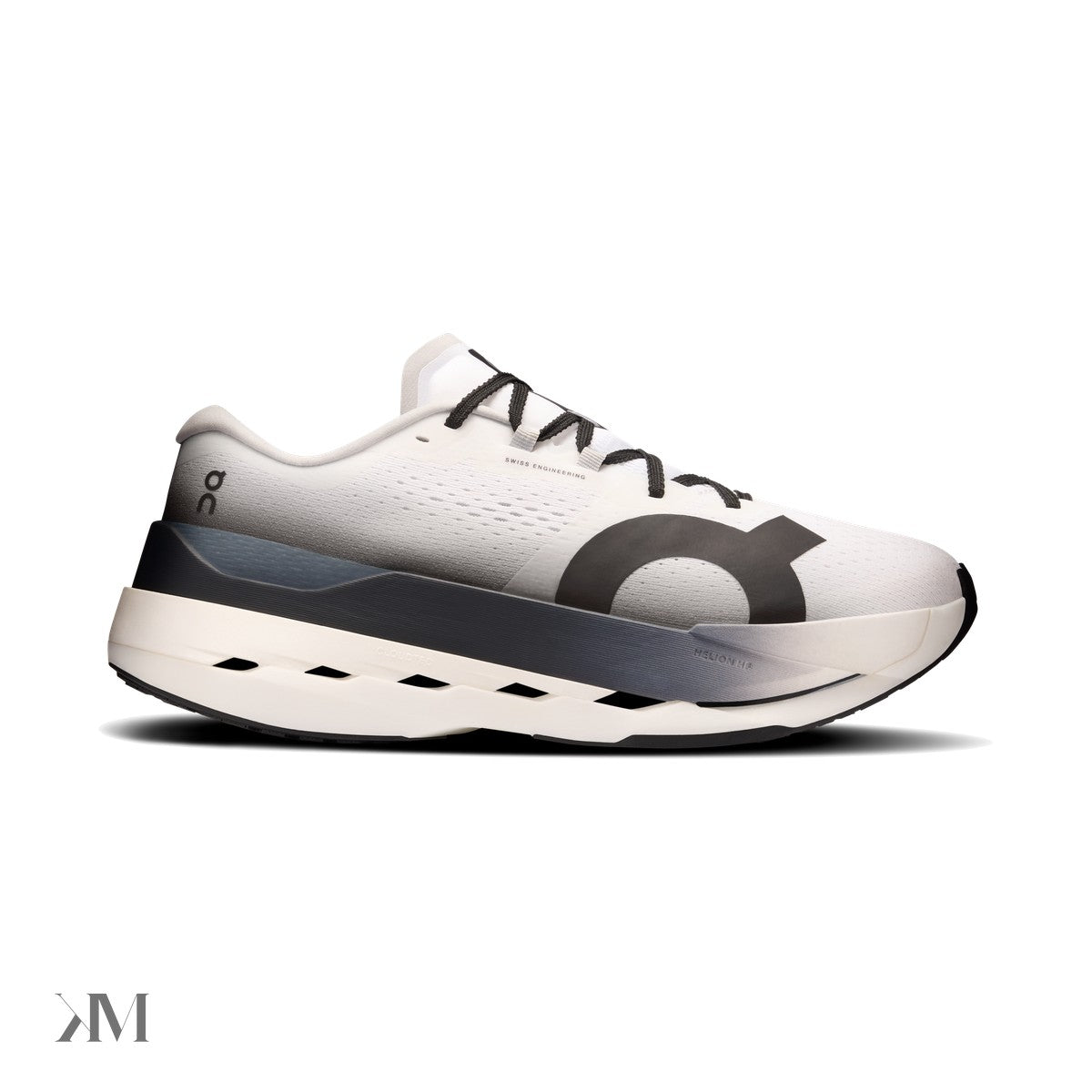 Men's On Cloudboom Max White Black, side profile