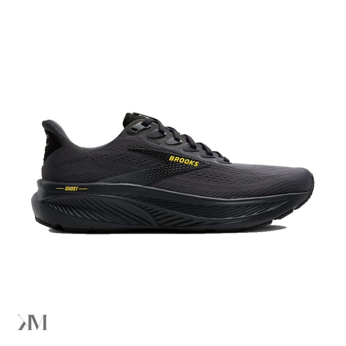 Men's Brooks Ghost 17 Ebony/Black/Yellow, side profile