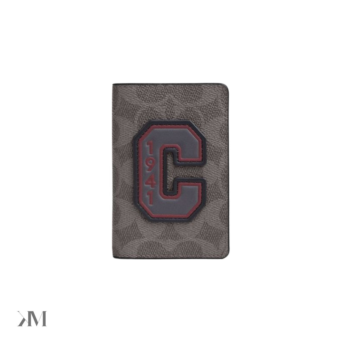 Coach Id Card Wallet In Signature Canvas With Patches Grey Multi.