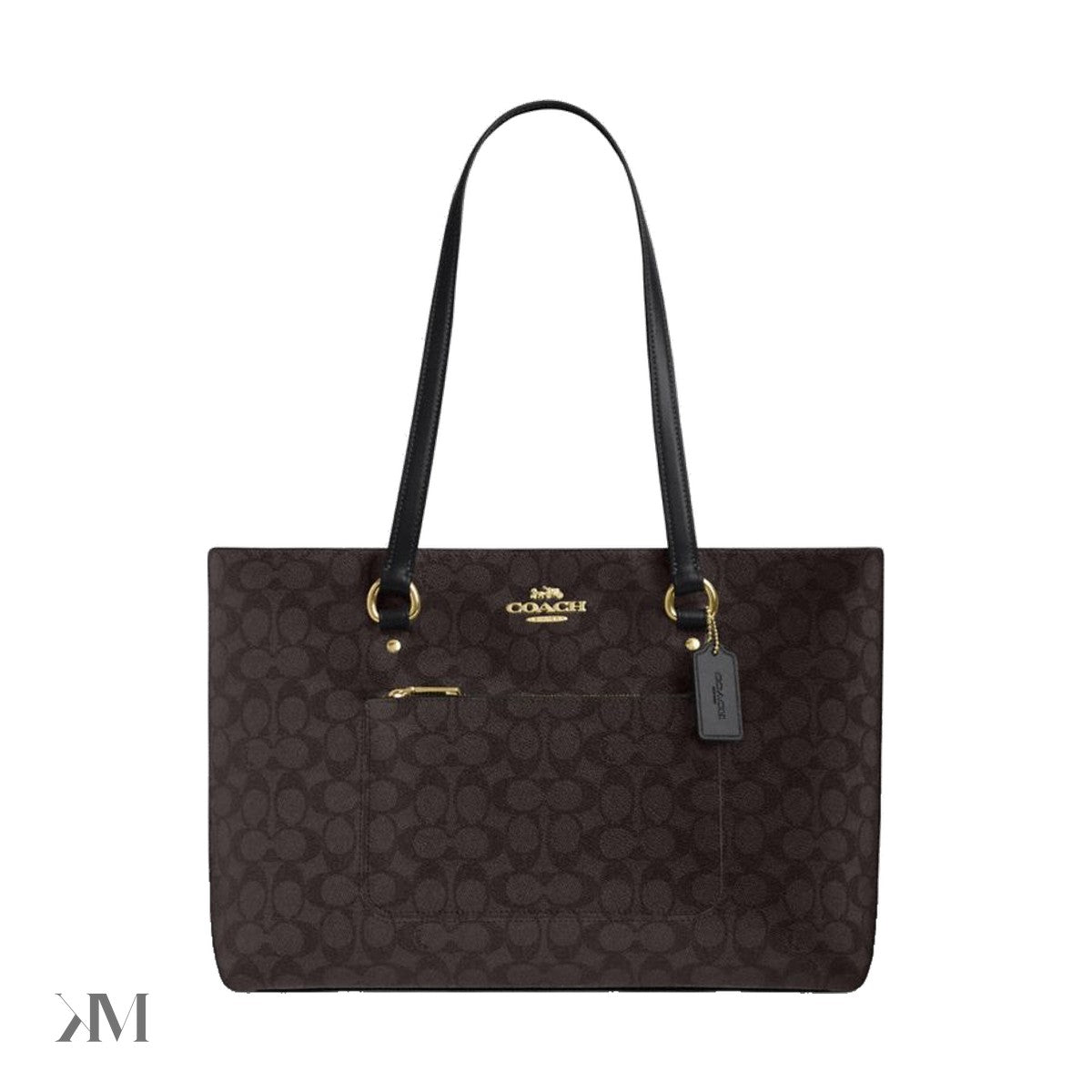 Coach Station Tote Bag In Signature Canvas Gold Walnut Black