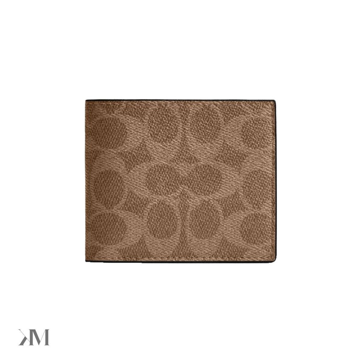 Coach Id Billfold Wallet In Signature Canvas Gunmetal Tan Black