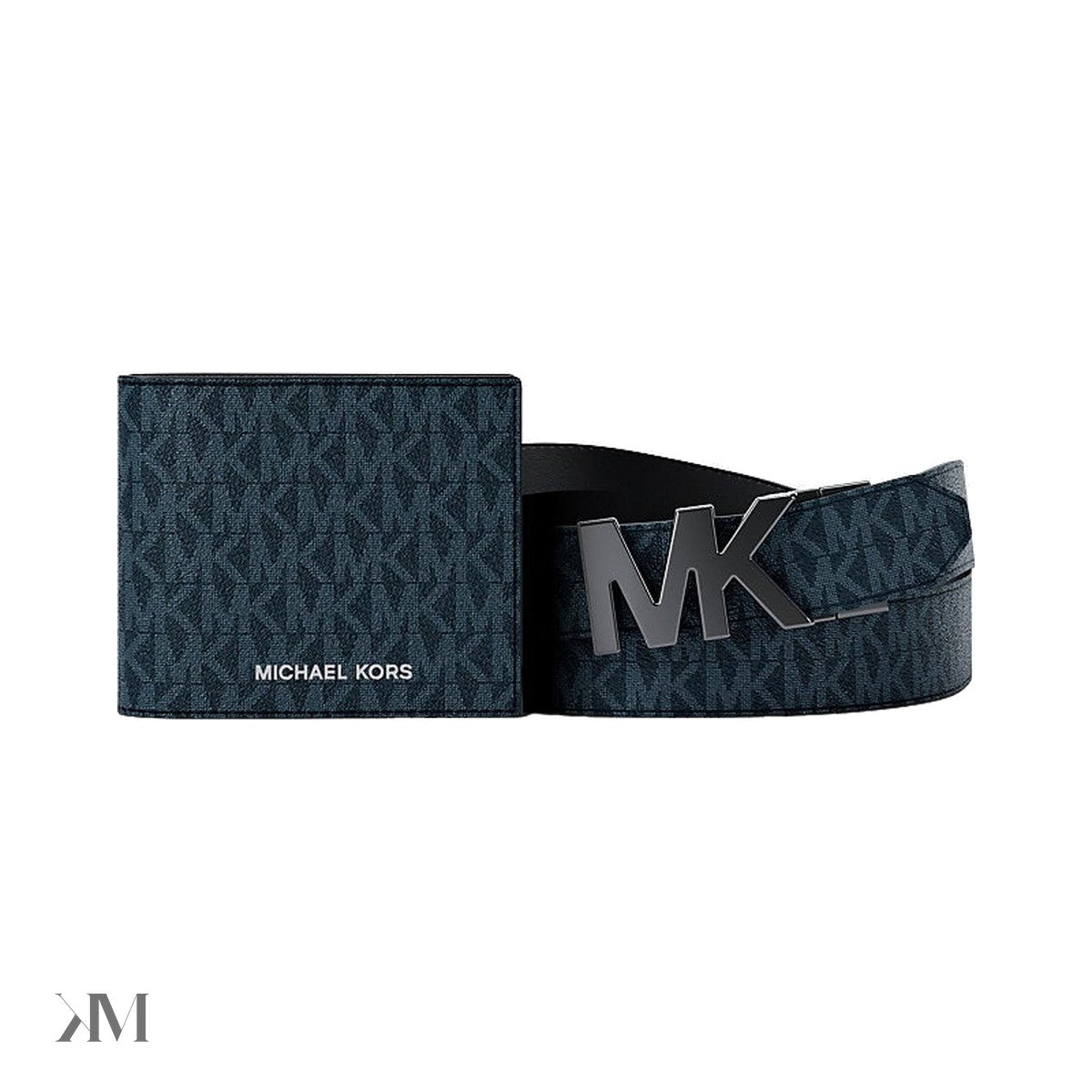 Signature Logo Wallet and Reversible Belt Gift Set Admrl-Plblue Admrl-Plblue