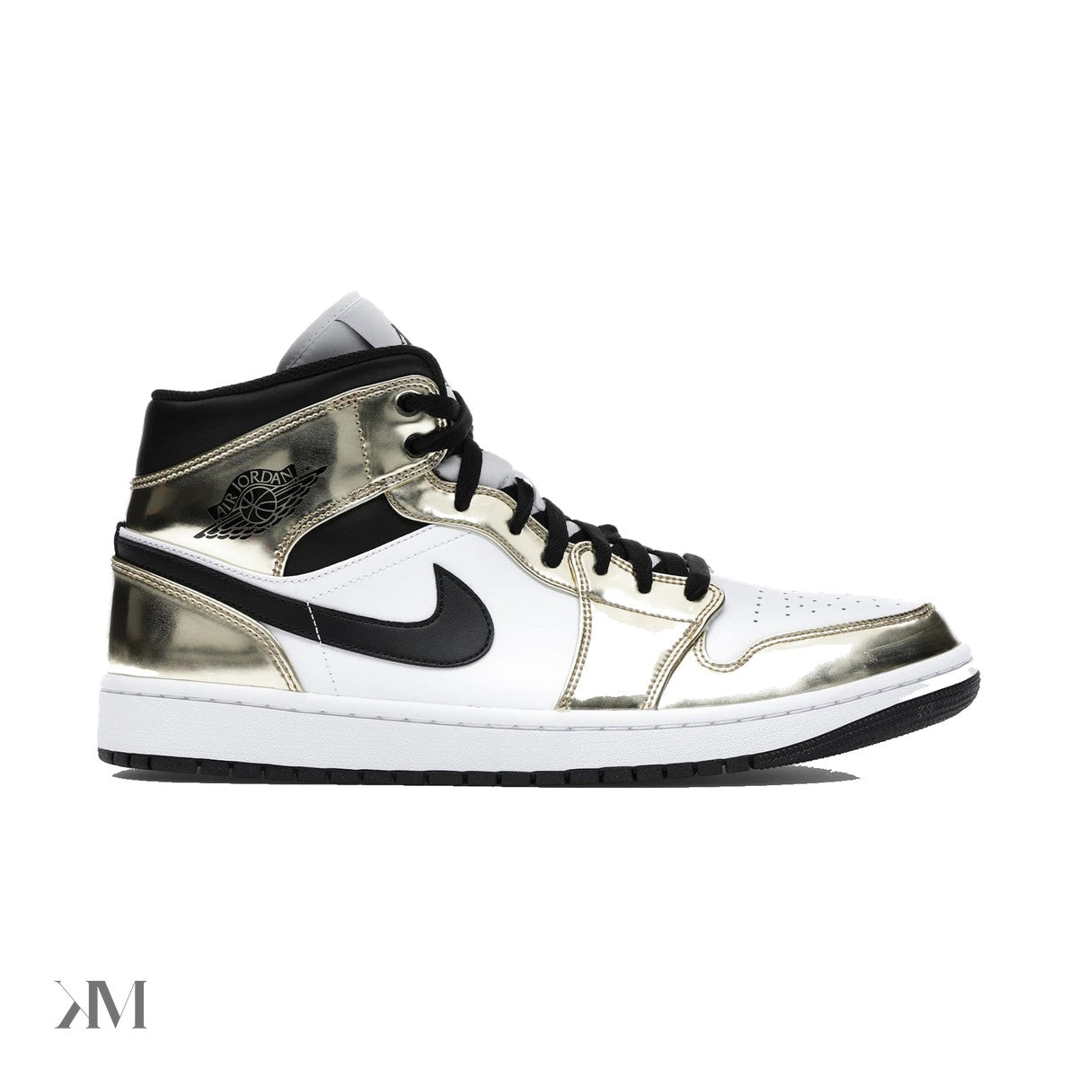 Jordan 1 Mid Metallic Gold Black White