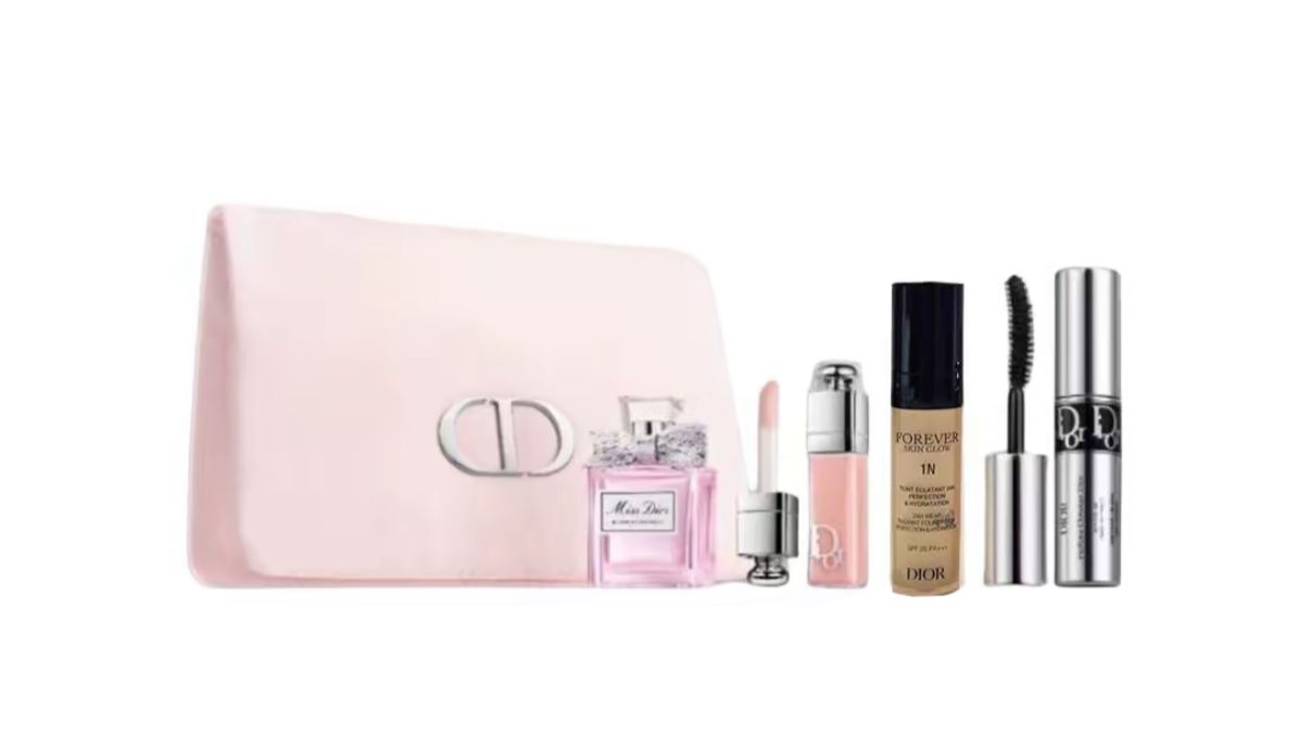 Dior Blooming Bouquet Mini Beauty Pouch Set (5ml EDT + Makeup Minis)