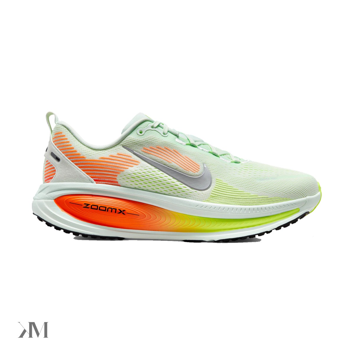 Nike Vomero 18 Barely Green Hyper Crimson, side profile