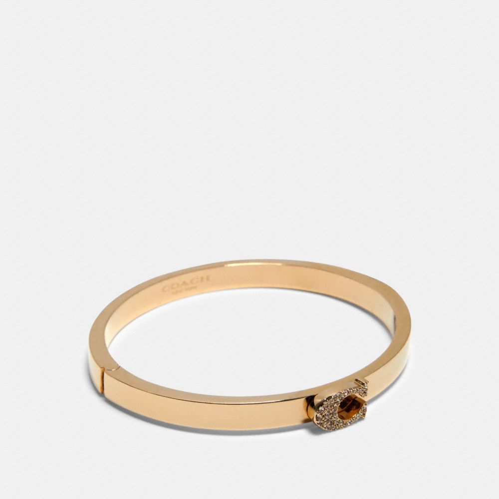 Coach Pave Signature Hinged Bangle Gold