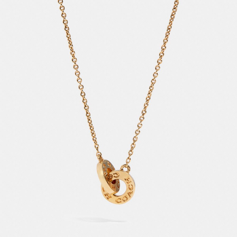 Coach Interlocking Open Circle Pendant Necklace Gold