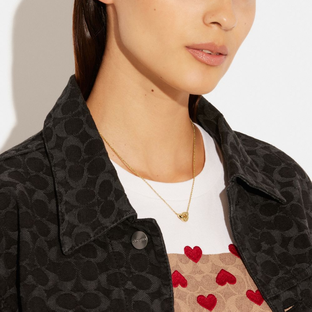 Coach Interlocking Open Circle Pendant Necklace Gold
