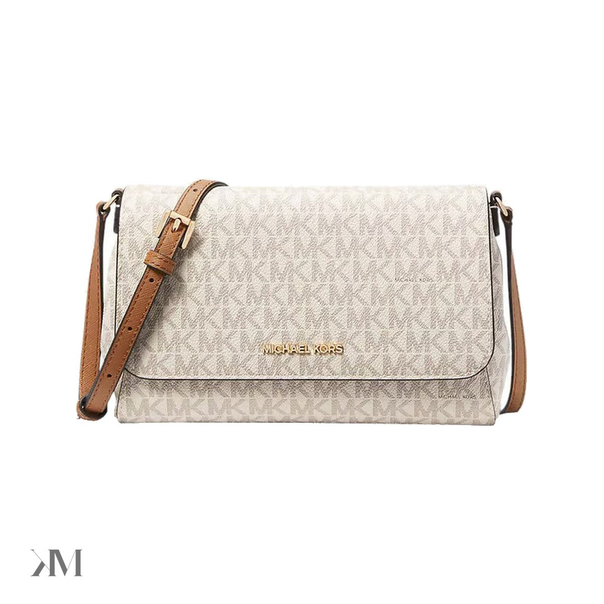 Michael Kors Vanilla Jet Set Logo Medium Cross Body Bag