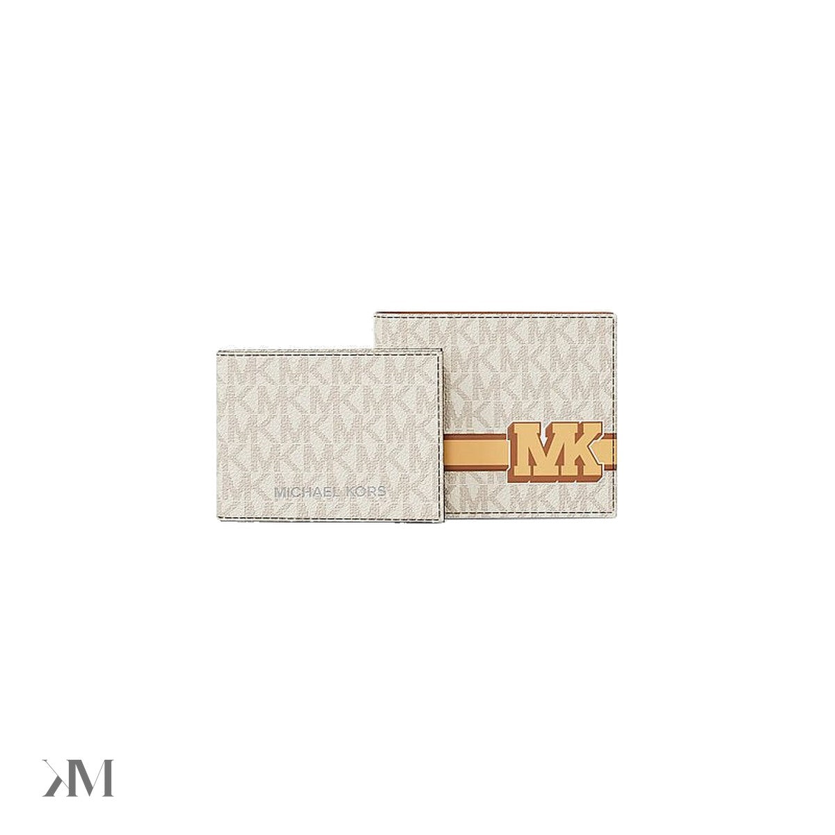 Cooper Striped Signature Logo Billfold Wallet With Passcase Vanilla Combo Vanilla Combo