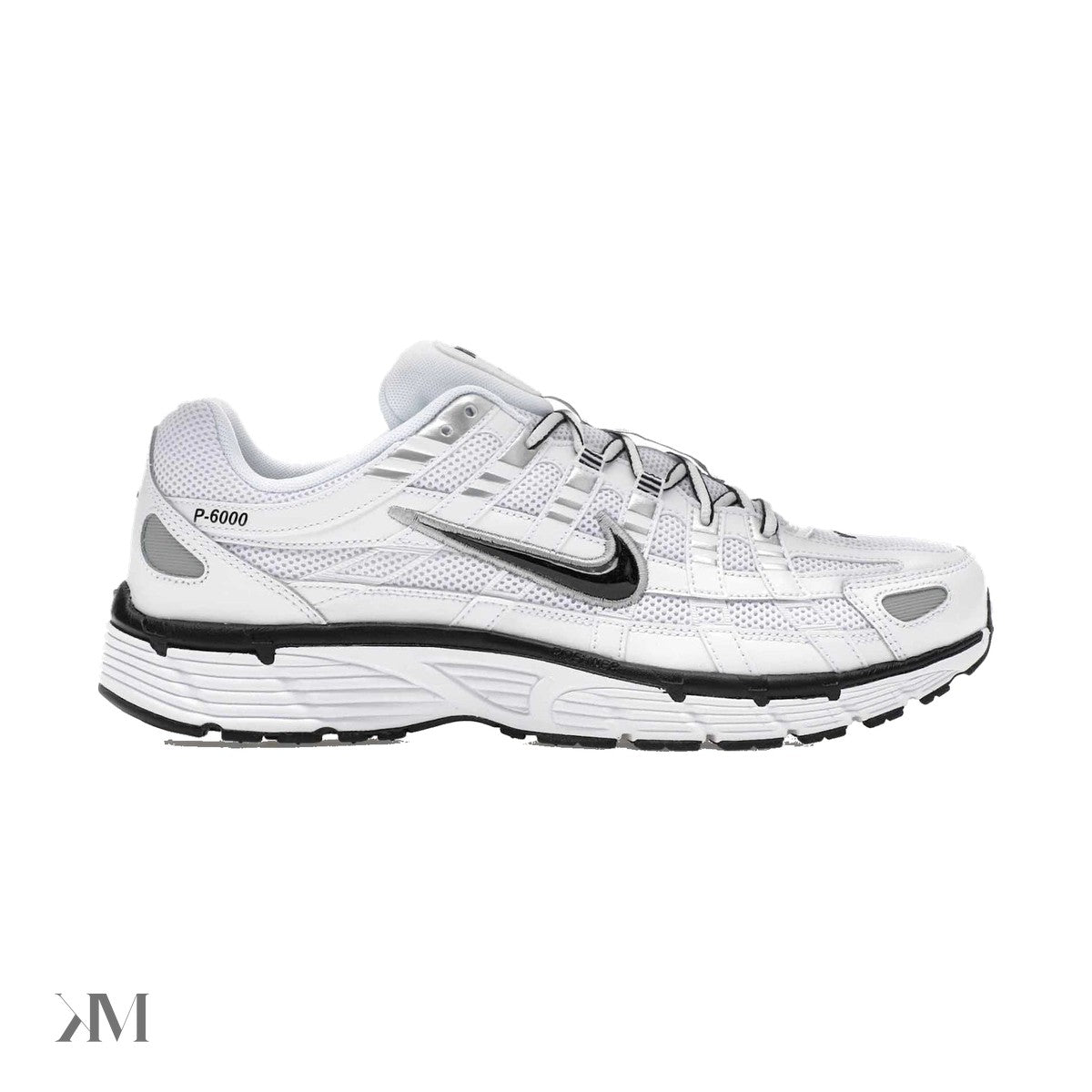 Nike P-6000 White Metallic Silver Black, side profile