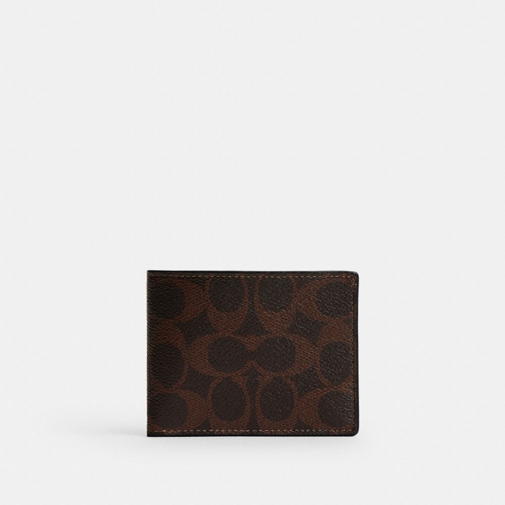 Coach Slim Billfold Wallet In Signature Canvas Maple