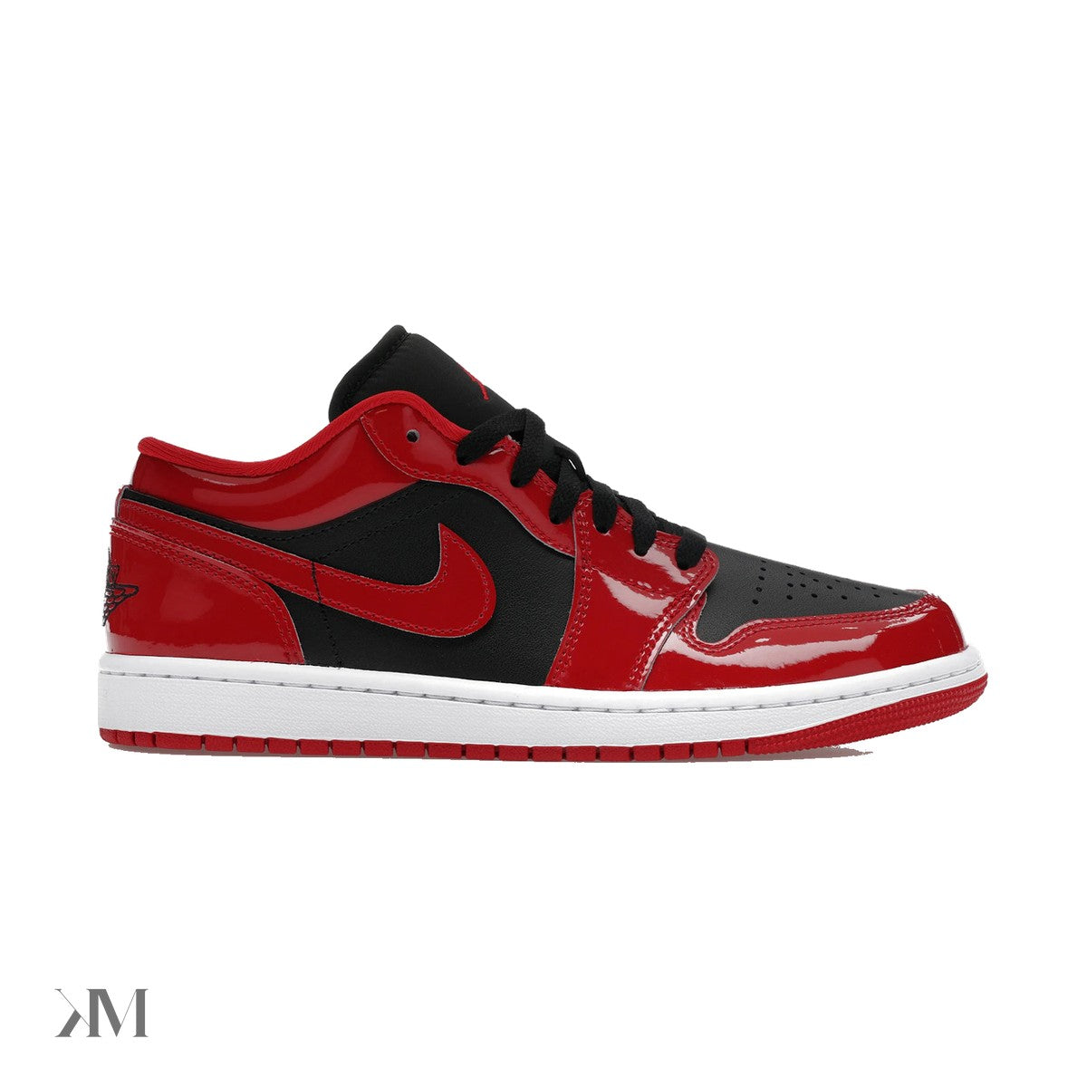 Jordan 1 Low SE Patent Varsity Red Black, side profile