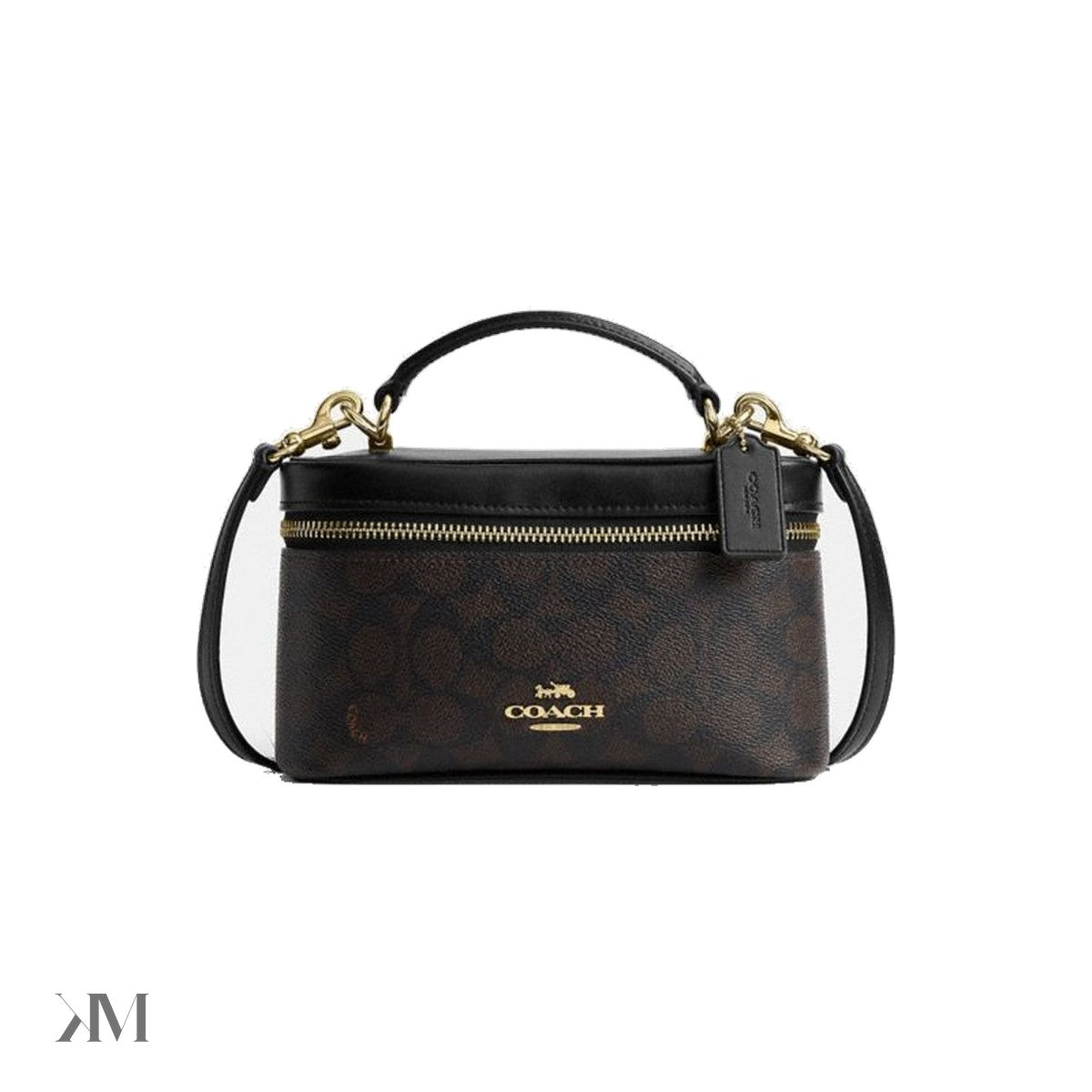 Coach Rainer Crossbody Bag 18 In Signature Canvas Gold Walnut Black