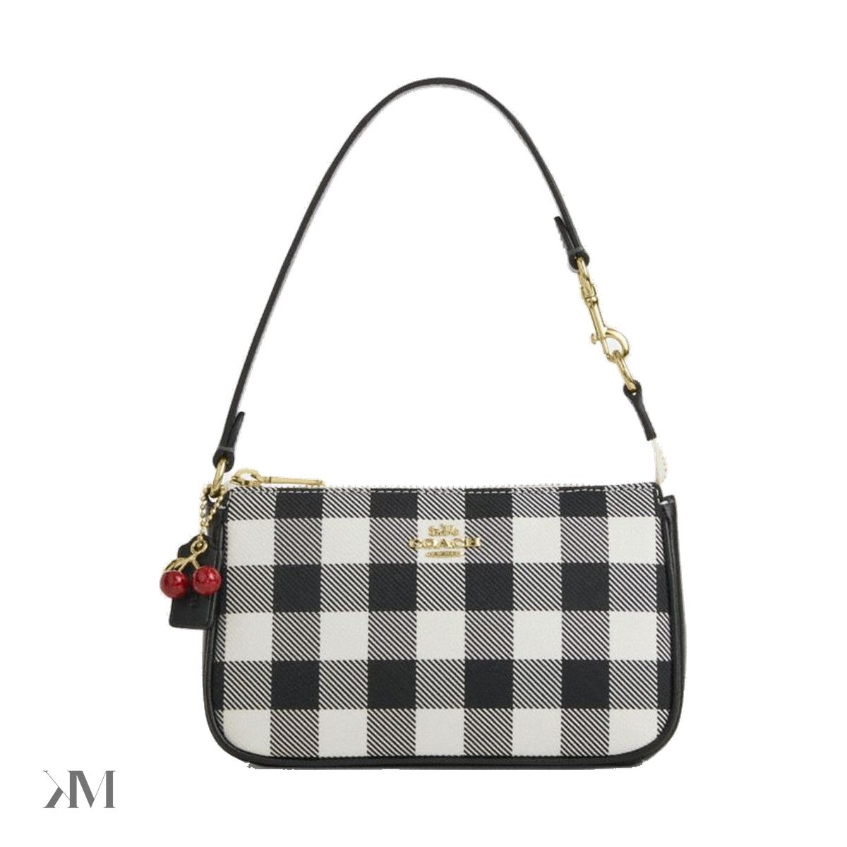 Coach Nolita 19 With Gingham Print And Charm Gold Black Multi