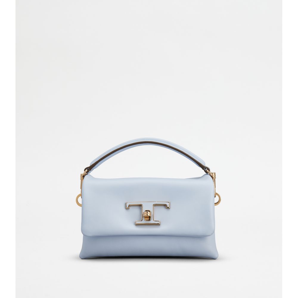 Tods T Timeless Flap Bag In Leather Micro Light Blue