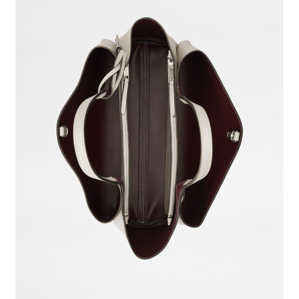 Tods Bag In Leather Medium Grey Burgundy