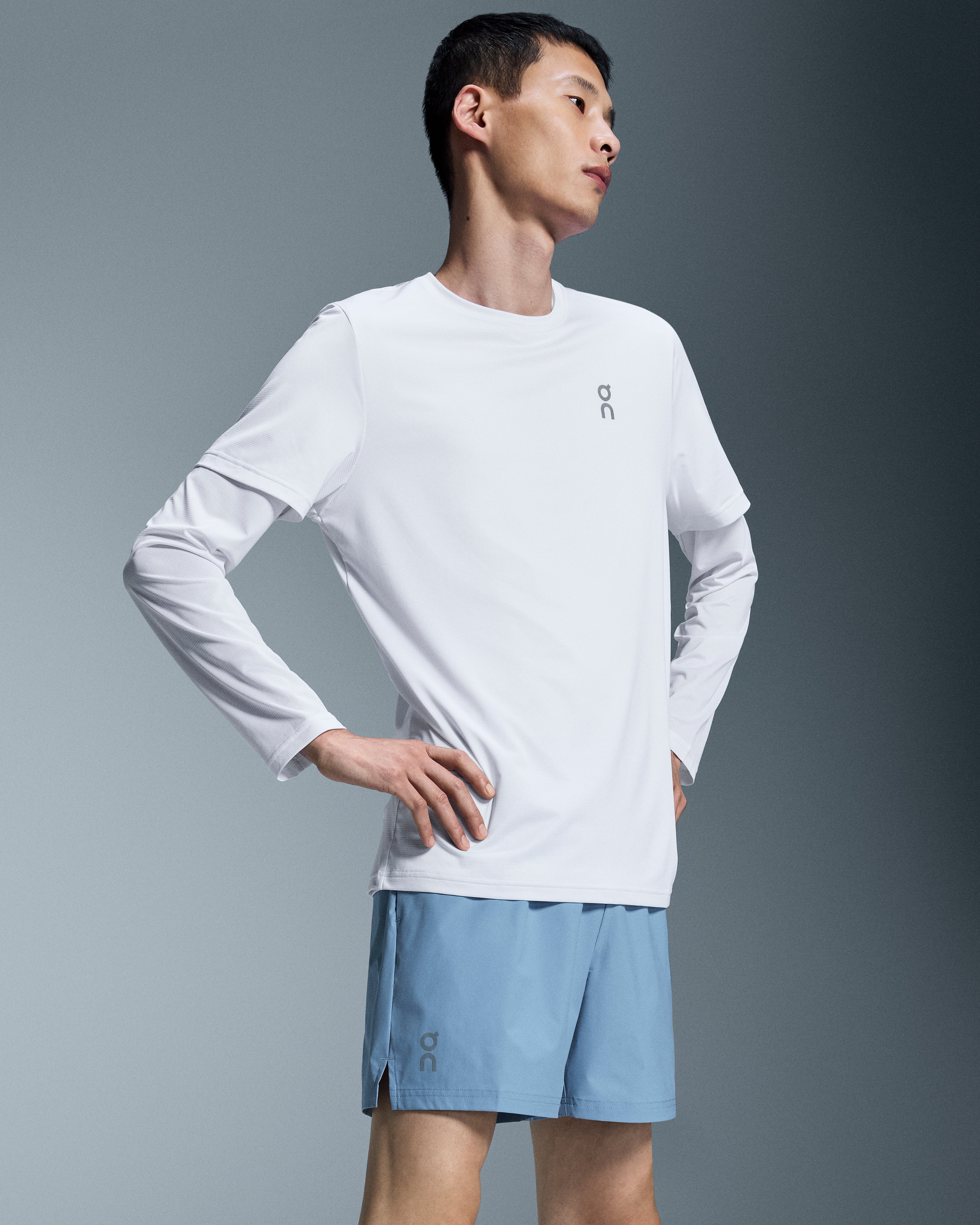 on 5" core shorts Chambray