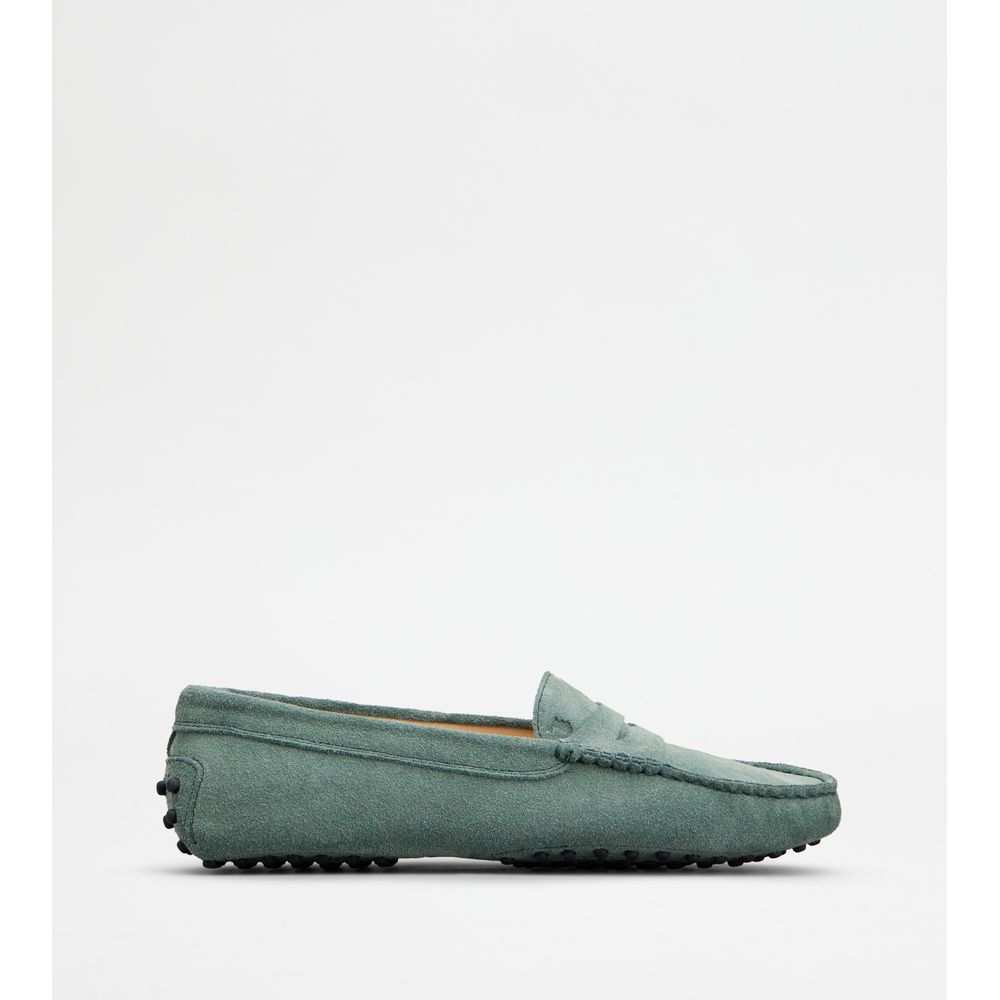 Tods Gommino Driving Shoes In Suede Green Womens