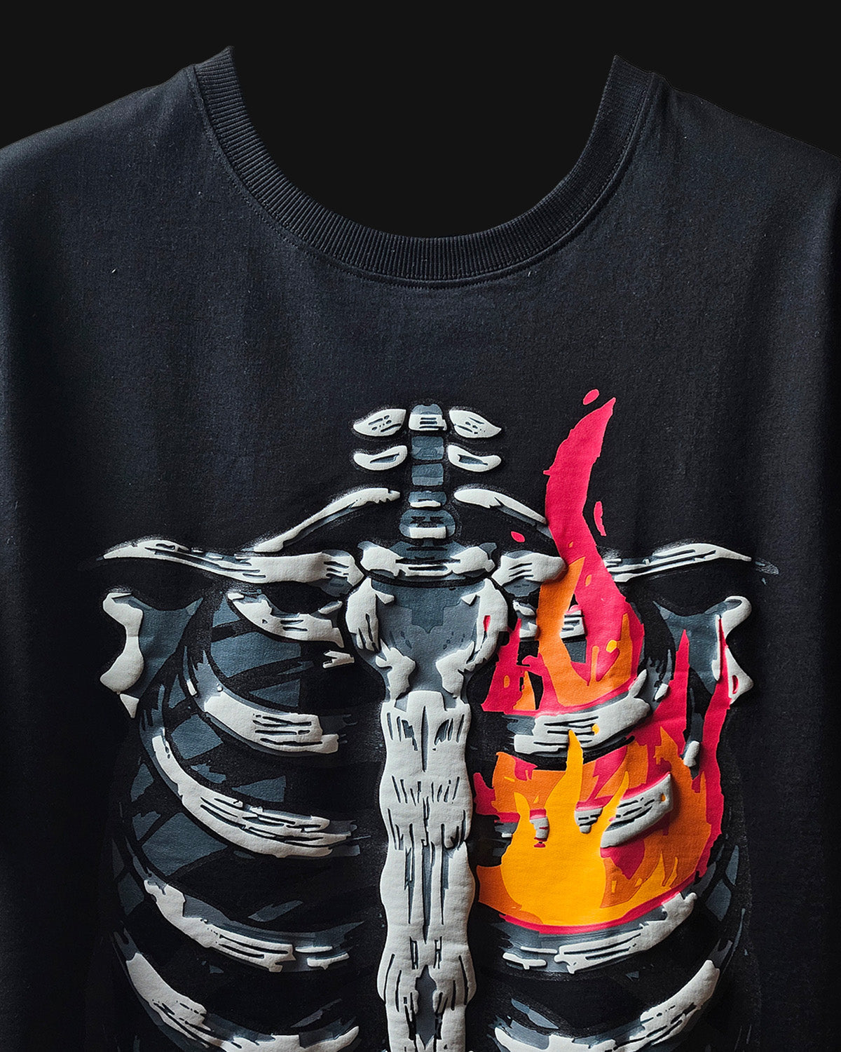 OGCREW Black Ribs on Fire T Shirt, side