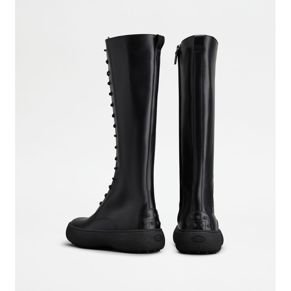 Tods W. G. Lace-Up Boots In Leather Black Womens