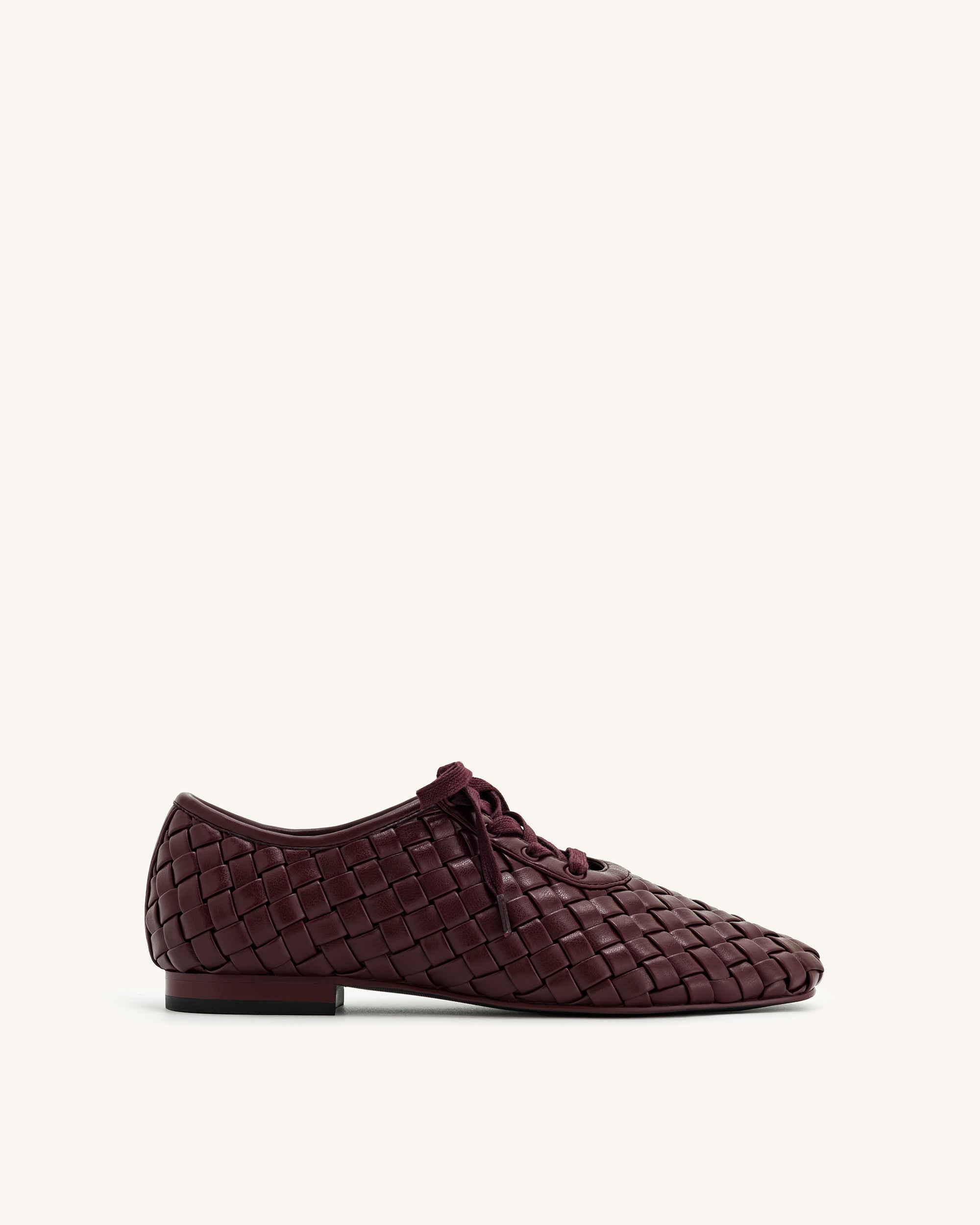 Jw Pei Kayla Weave Strap Flat Shoes Claret Red