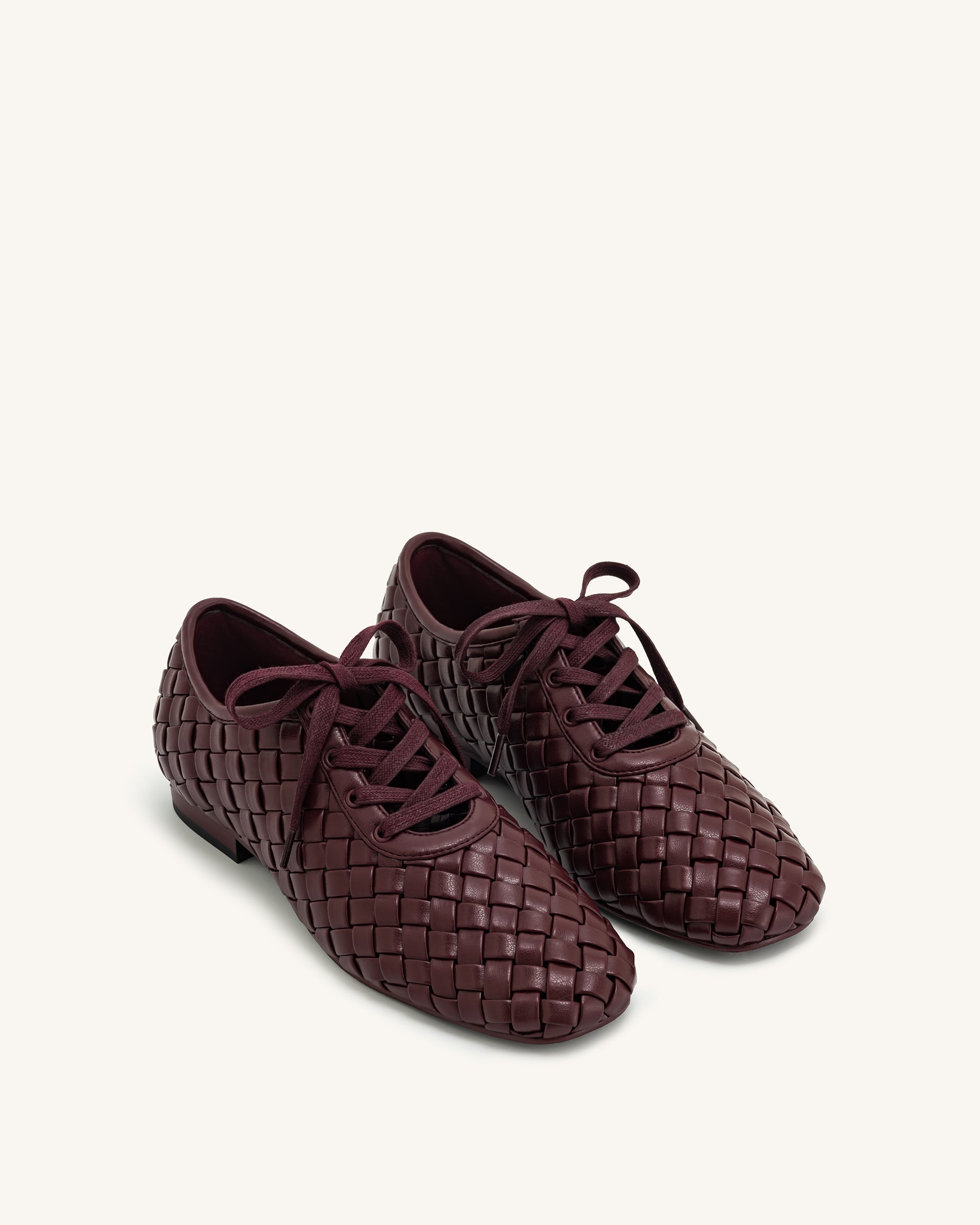 Jw Pei Kayla Weave Strap Flat Shoes Claret Red