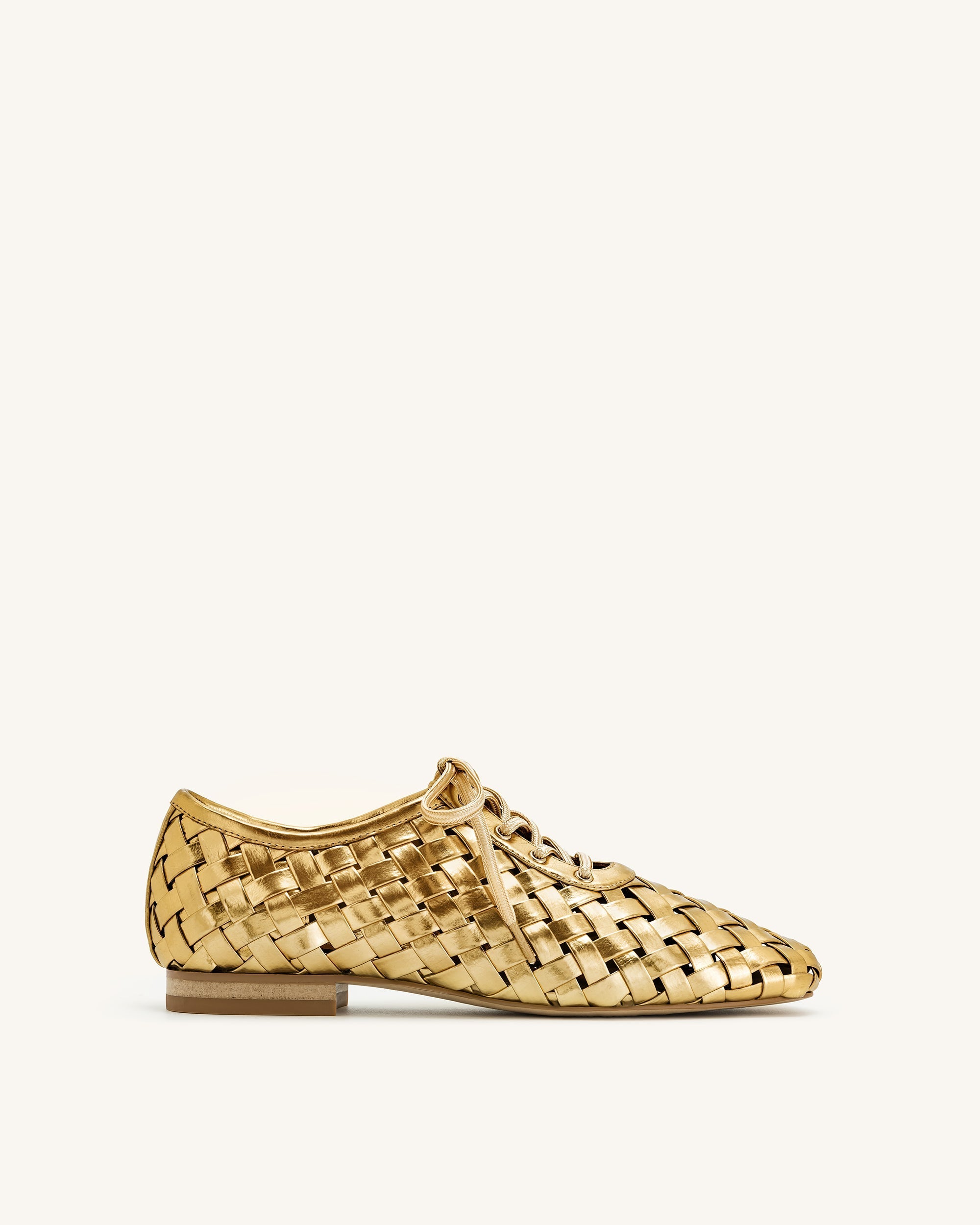 Jw Pei Kayla Weave Strap Flat Shoes Gold