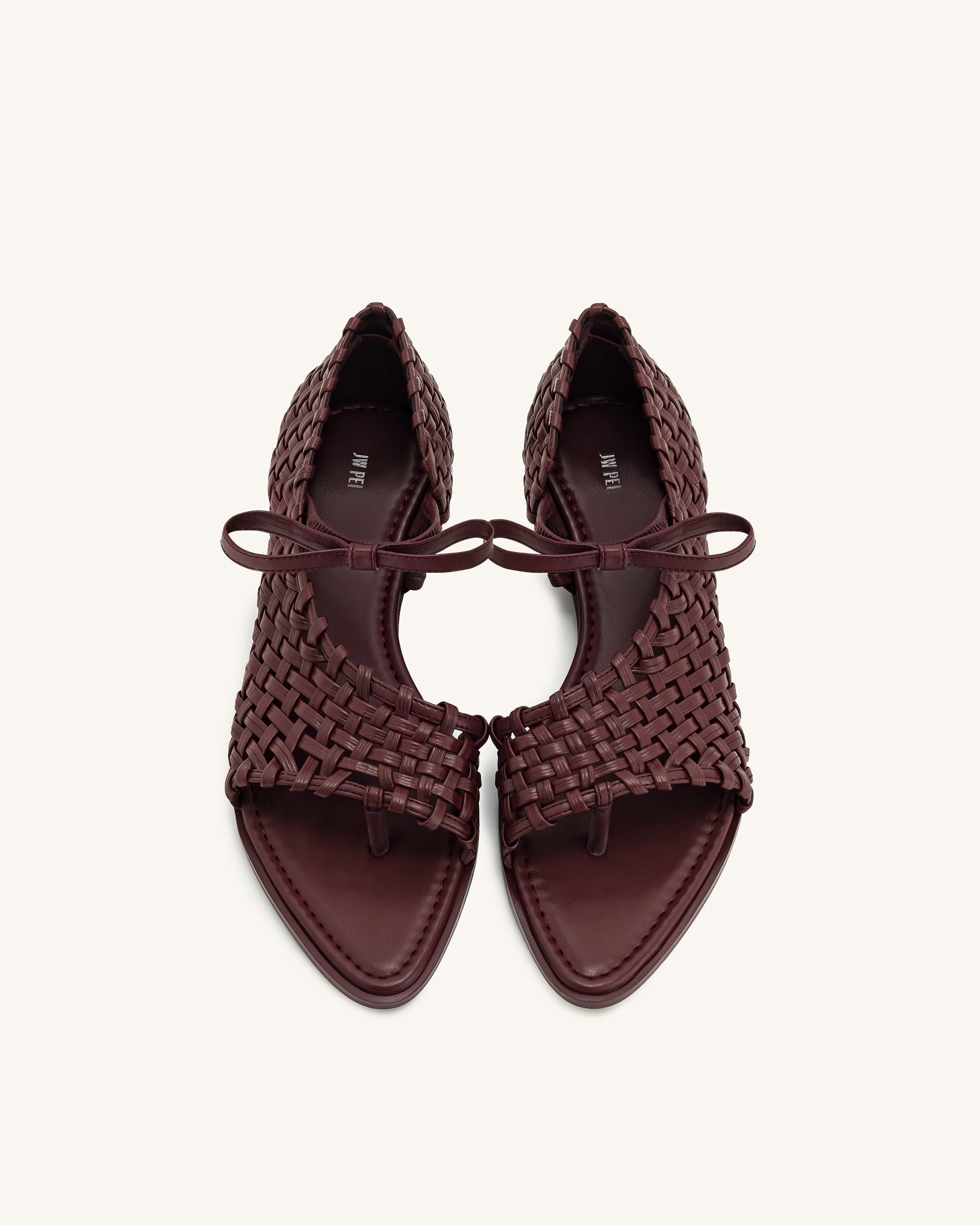 Jw Pei Jocelyn Weave Strap Flip Flops Claret Red