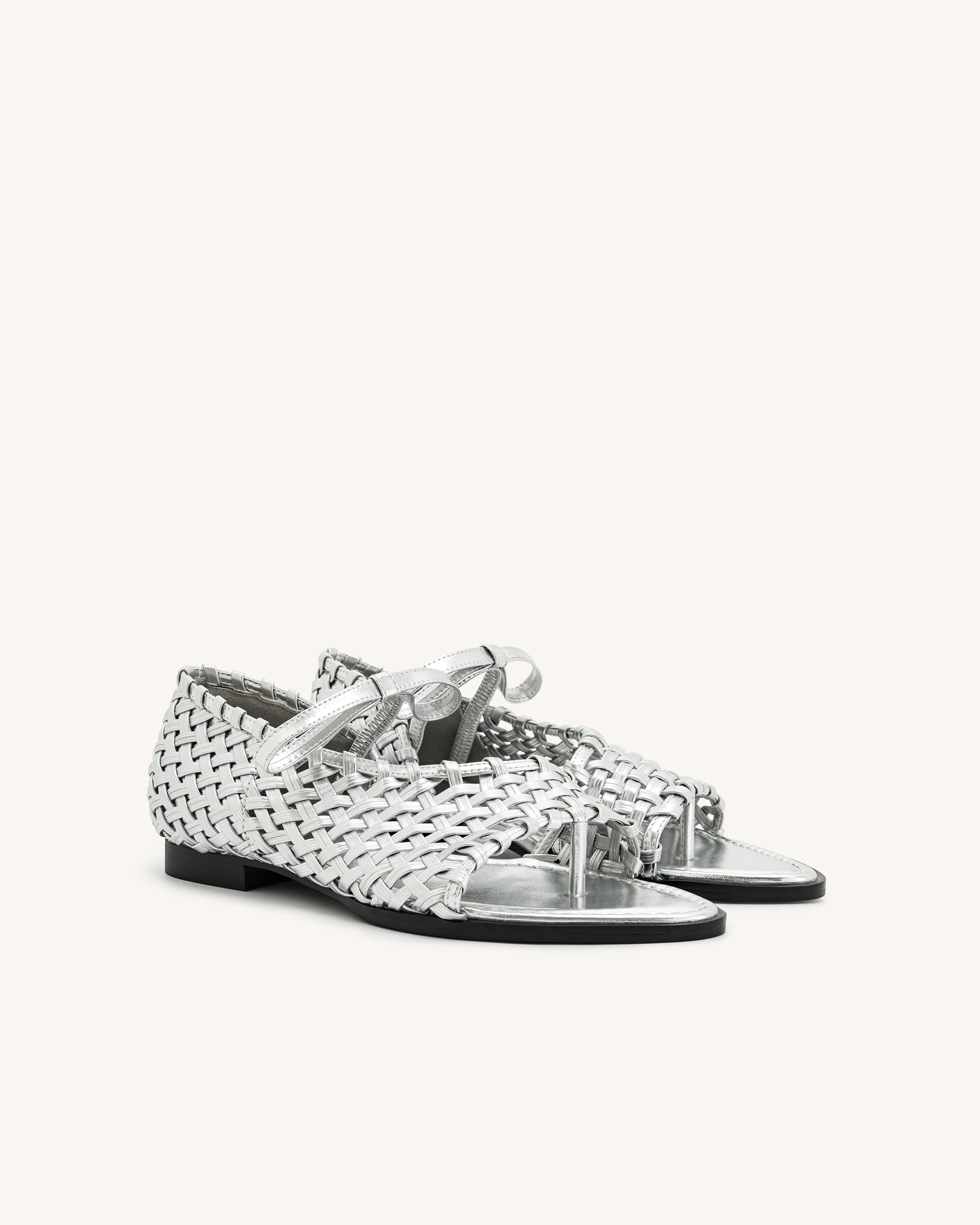 Jw Pei Jocelyn Weave Strap Flip Flops Silver