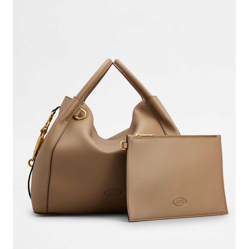 Tods Satchel In Leather Small Beige