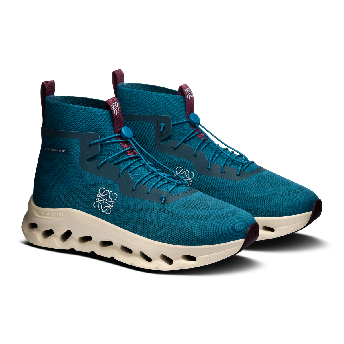 On Cloudtilt Hi Loewe Teal Oatmeal Burgundy