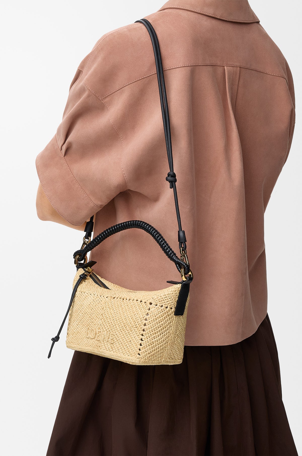 Loewe Cala mini bag in classic calfskin and raffia
