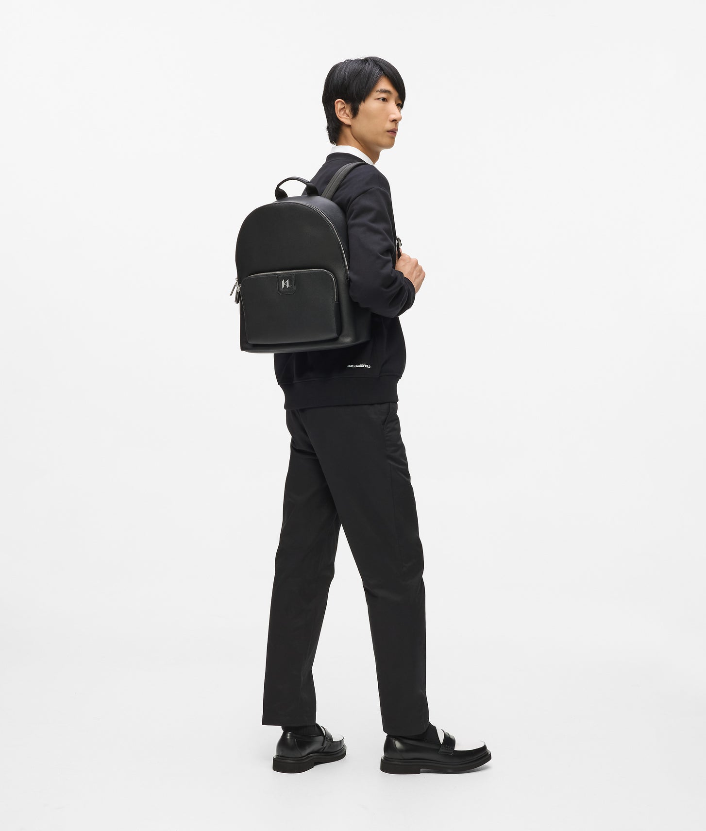 KarlLagerfeld Kmonogram Leather Backpack Black