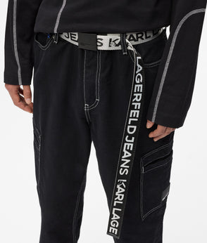 Karl Lagerfeld Contrast Stitch Cargo Pants Black