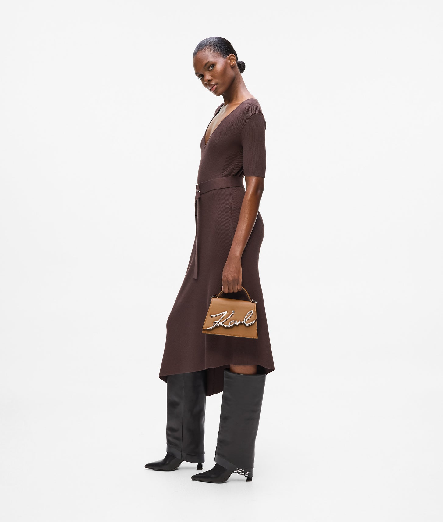 KarlLagerfeld Ksignature Small Crossbody Bag Caramel