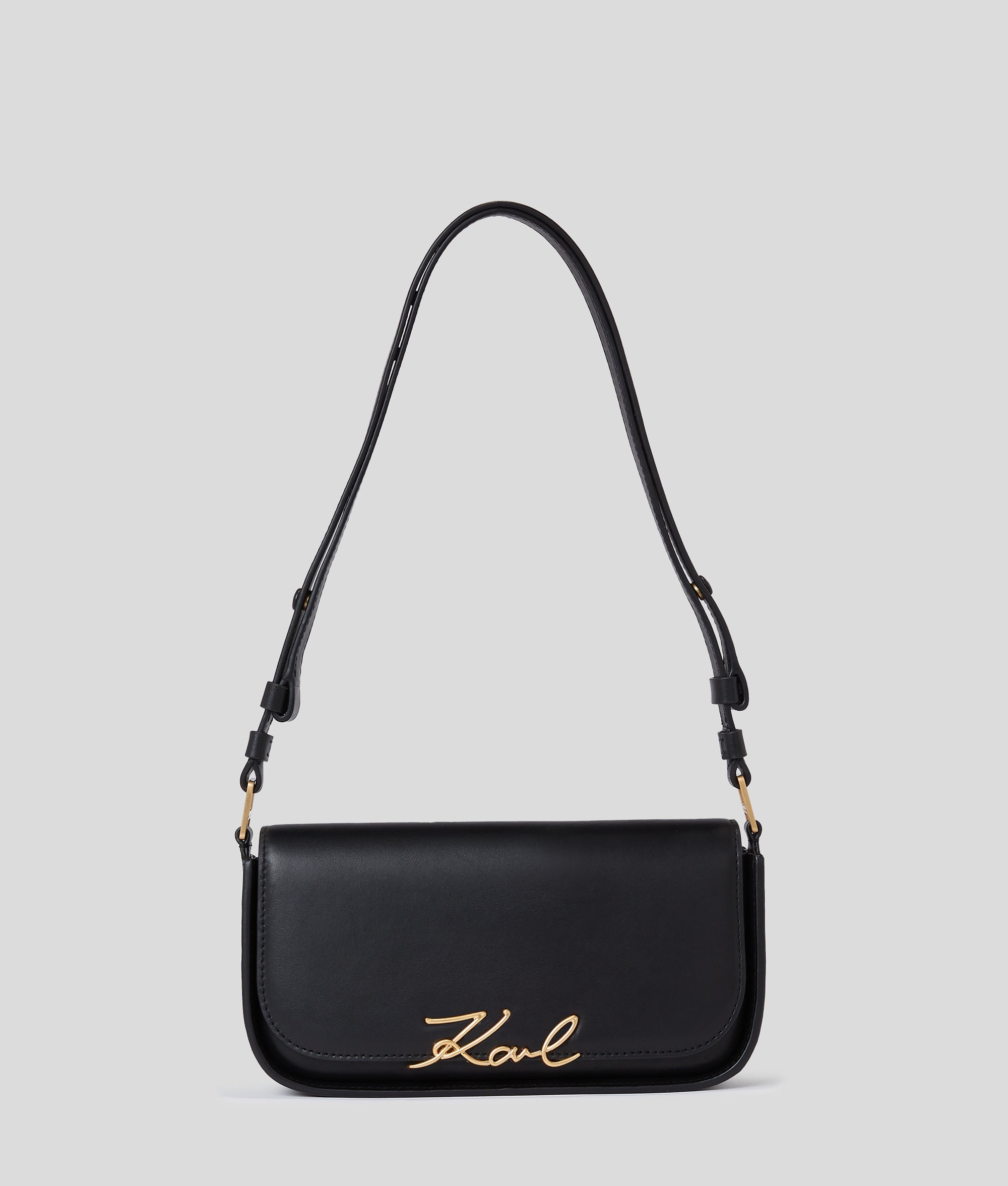 KarlLagerfeld Ksignature Two-Way Crossbody Bag Black-Vibration Gold