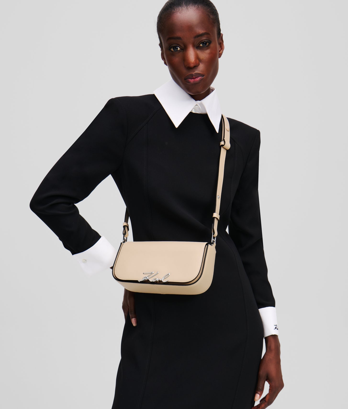 KarlLagerfeld Ksignature Two-Way Crossbody Bag Trench Beige