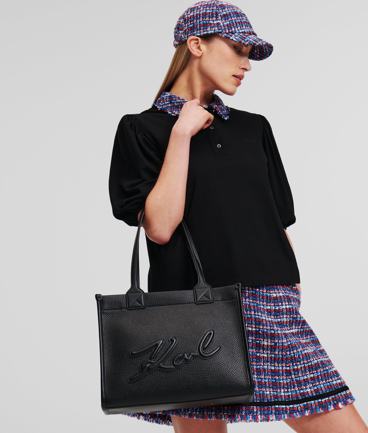 KarlLagerfeld Kskuare Grainy Medium Tote Bag Black