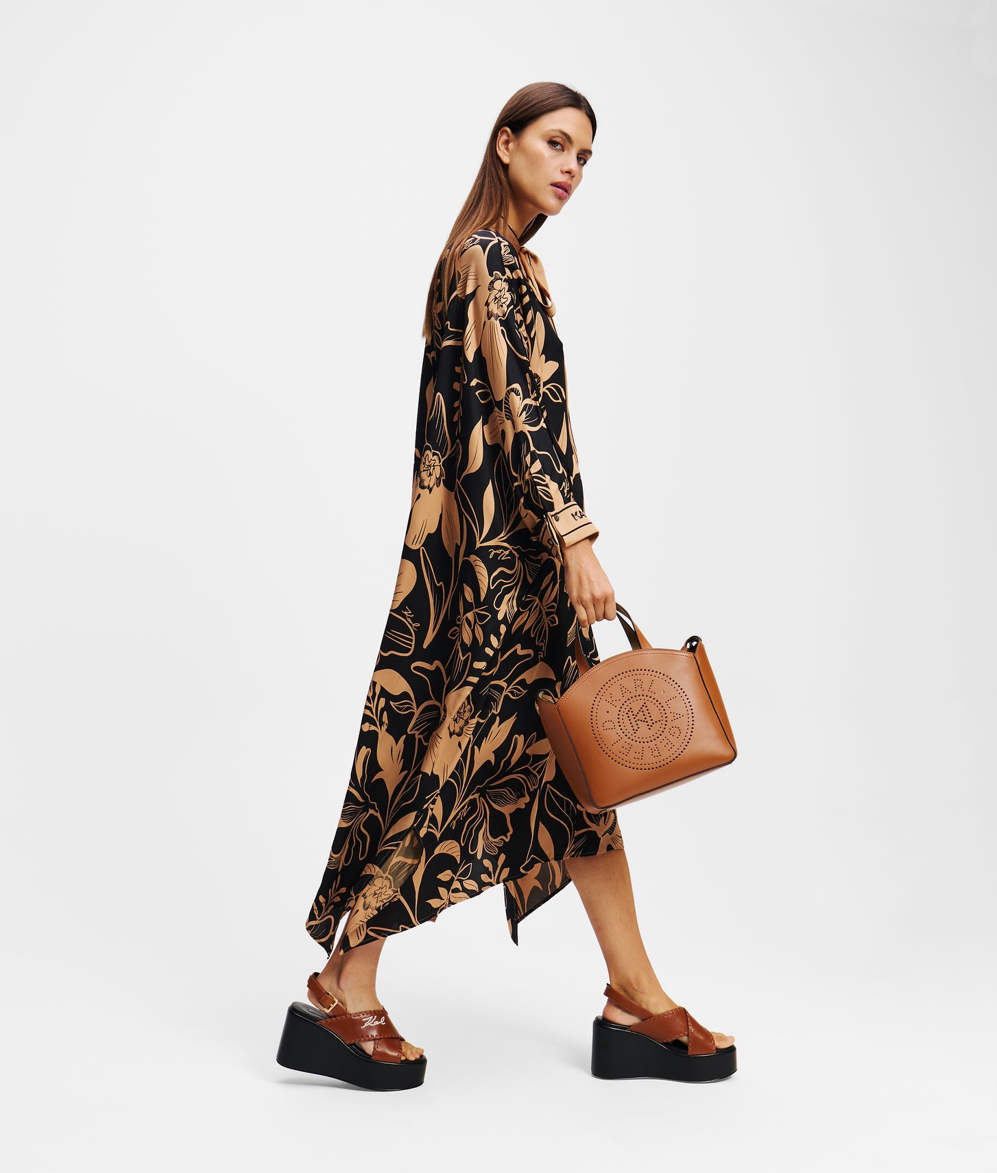 KarlLagerfeld Kcircle Perforated Small Tote Bag Dark Tan