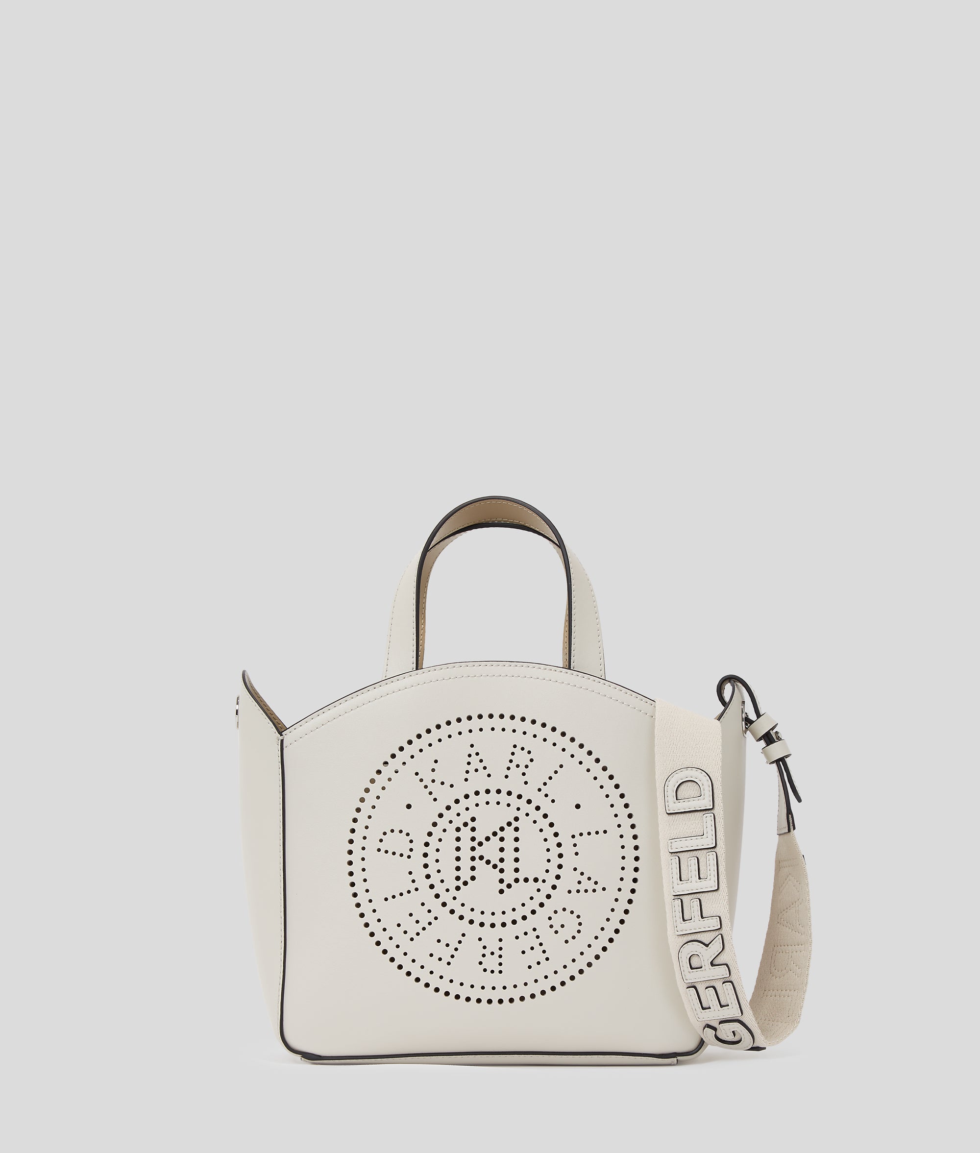 KarlLagerfeld Kcircle Perforated Small Tote Bag Cement