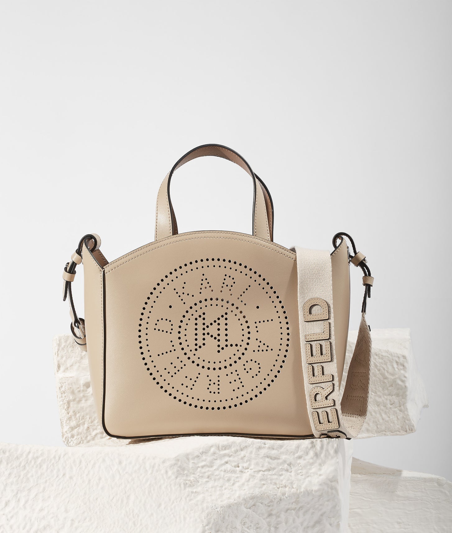 KarlLagerfeld Kcircle Perforated Small Tote Bag Safari