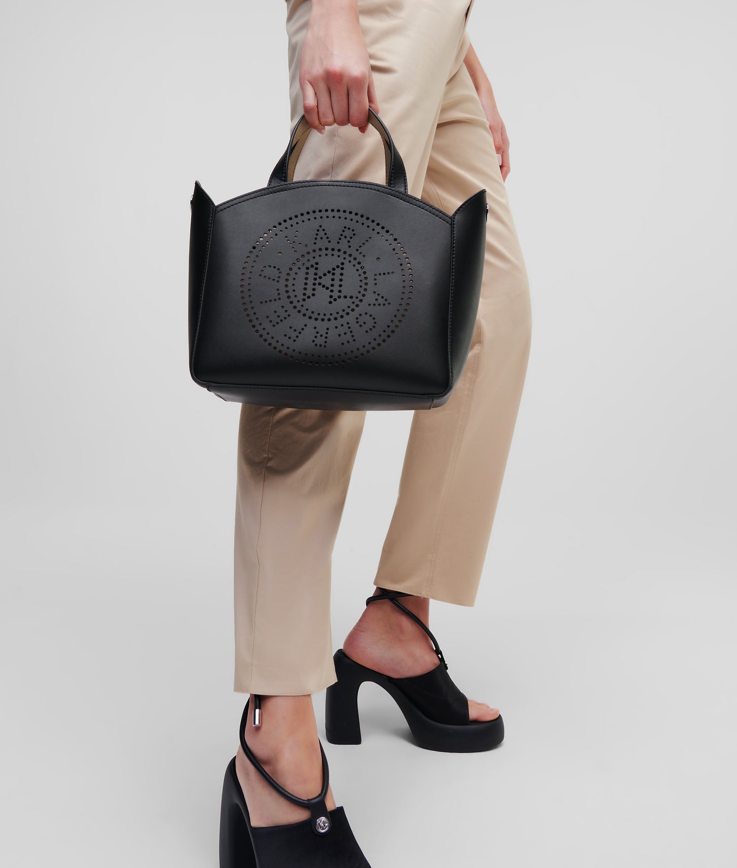 KarlLagerfeld Kcircle Perforated Small Tote Bag Black