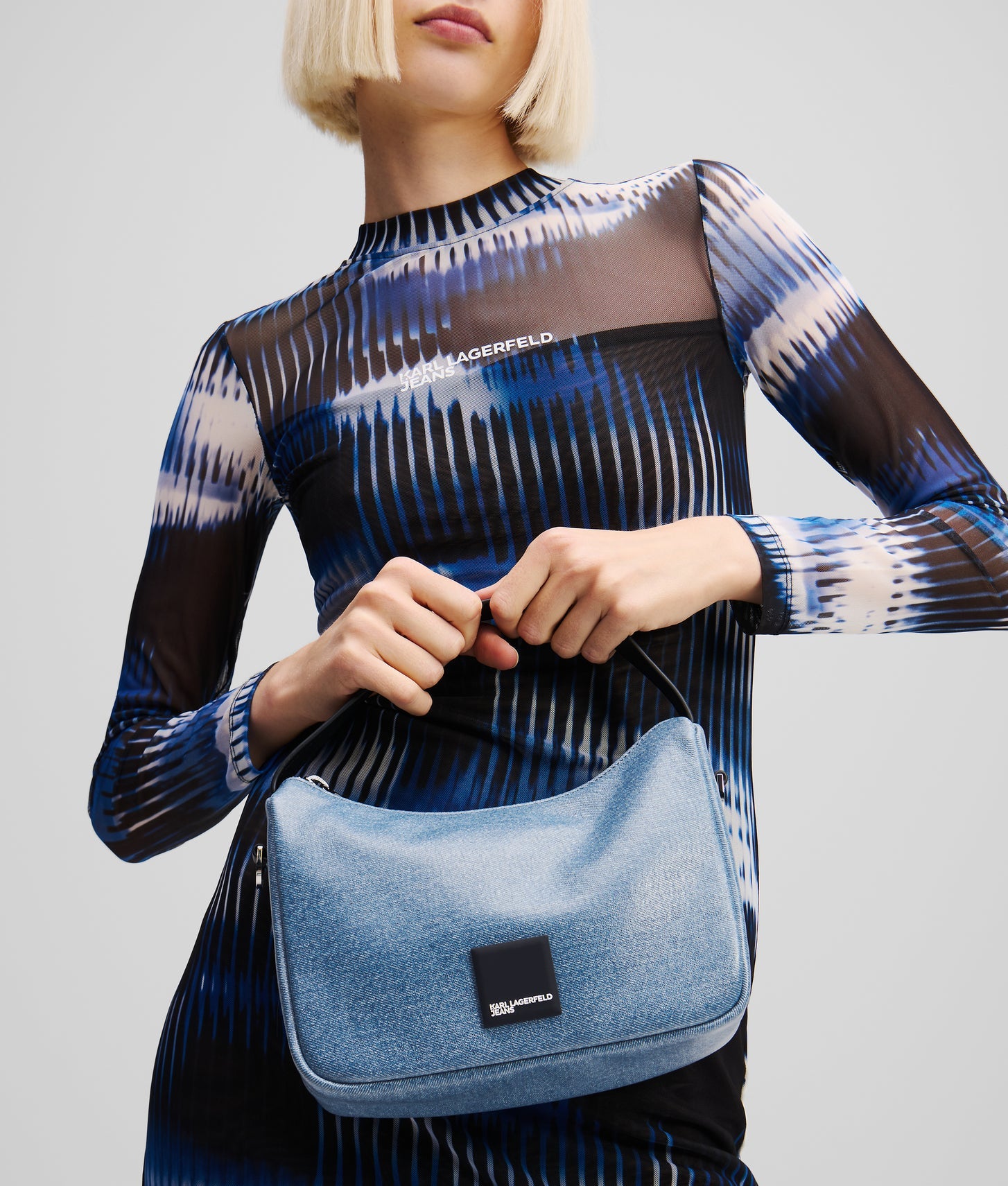 KarlLagerfeld Klj Box Logo Coated Mini Hobo Bag Coated Blue