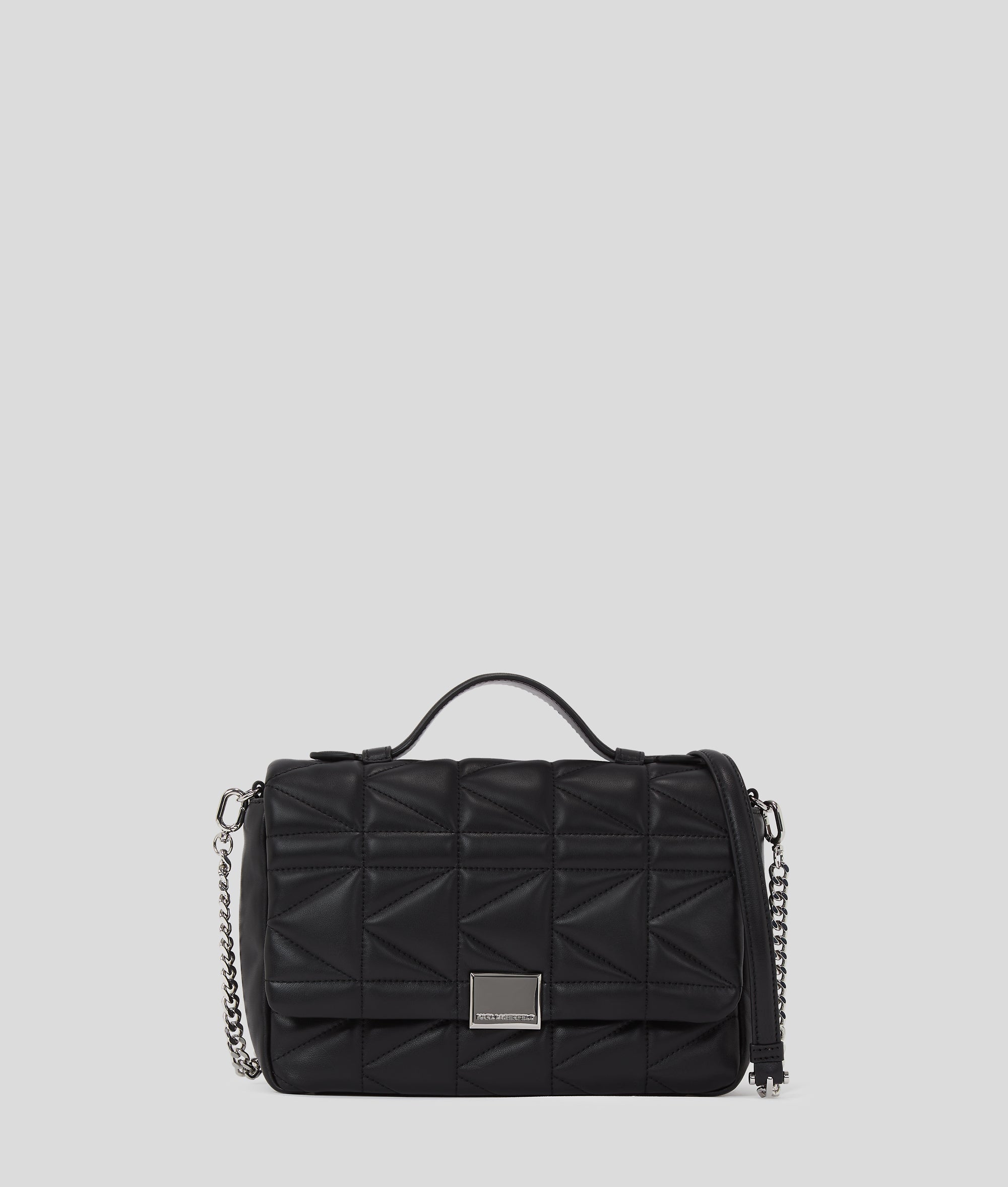 KarlLagerfeld Kkuilt Crossbody Top Handle Bag Black-Nickel