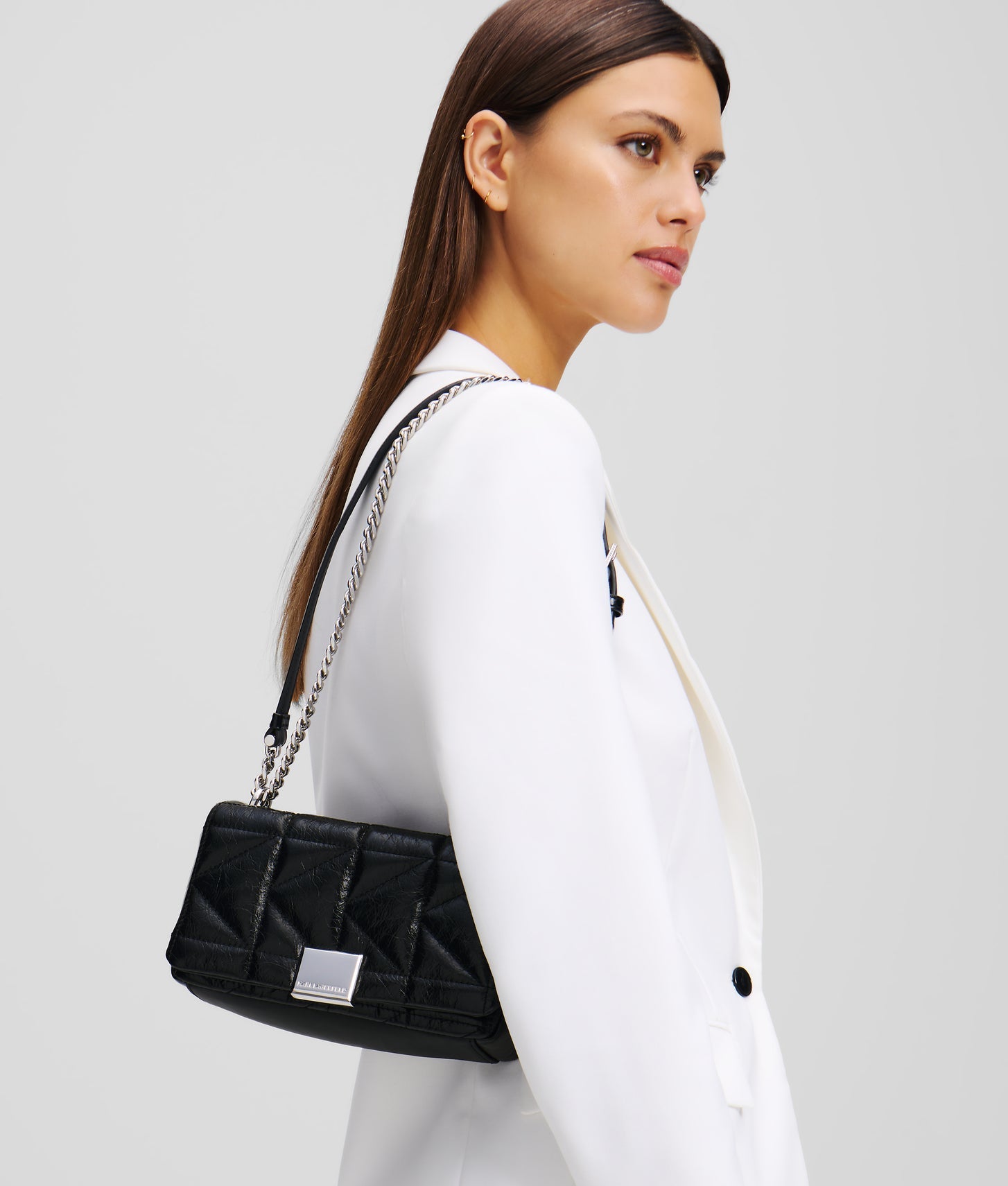 KarlLagerfeld Kkuilt Small Crossbody Bag Black-Nickel