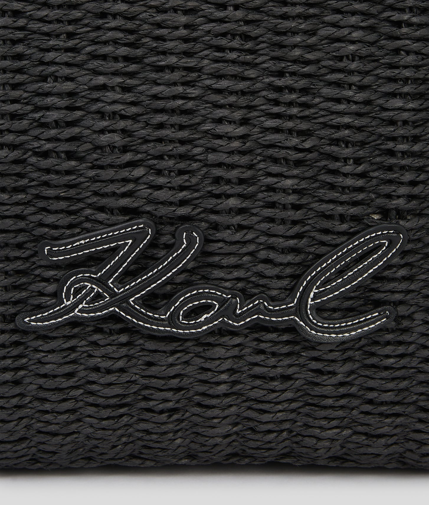 KarlLagerfeld Ksignature Small Woven Beach Tote Bag Black