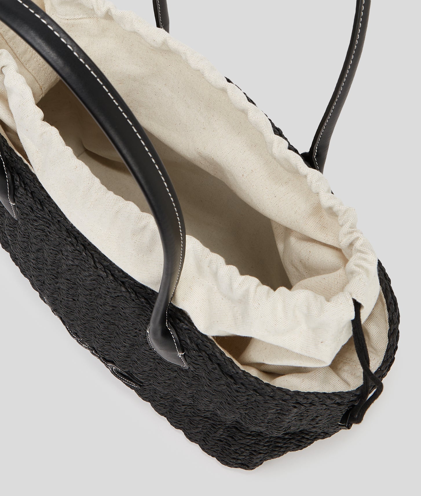 KarlLagerfeld Ksignature Small Woven Beach Tote Bag Black